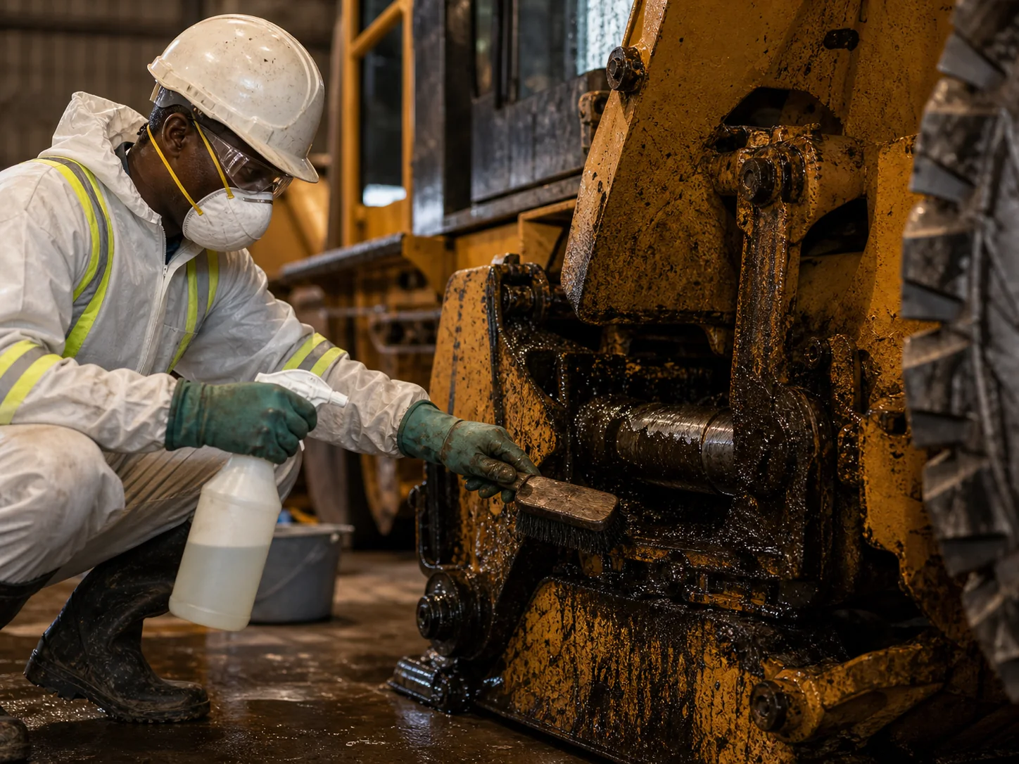 Industrial product containers arranged for site-ready use across mining, maintenance, and remediation environments.